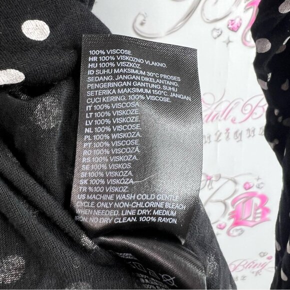 H&M long sleeve dotted shirt stretchy Black and White Polka Dot Blouse - Picture 9 of 10